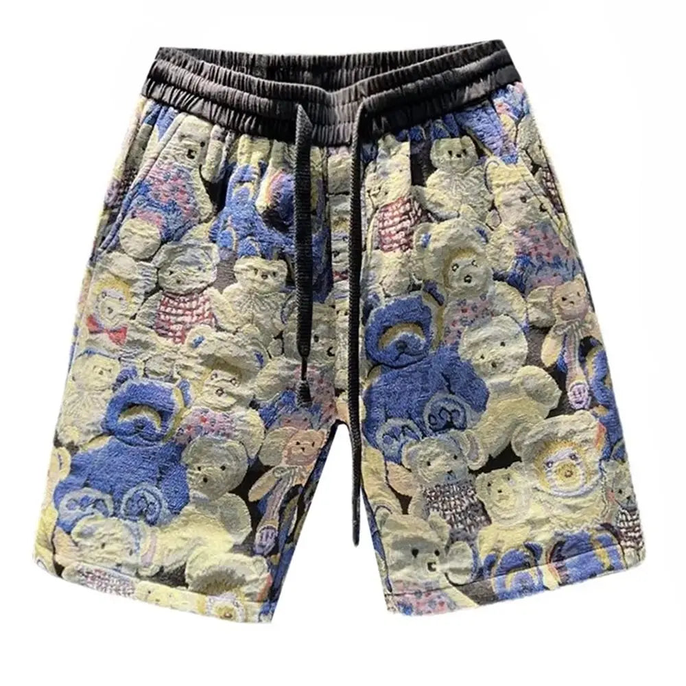 mens clothing casual shorts 2024 new fashion trend y2k bear embroidered shorts elegant high quality loose sports pants for men relaxed fit shorts