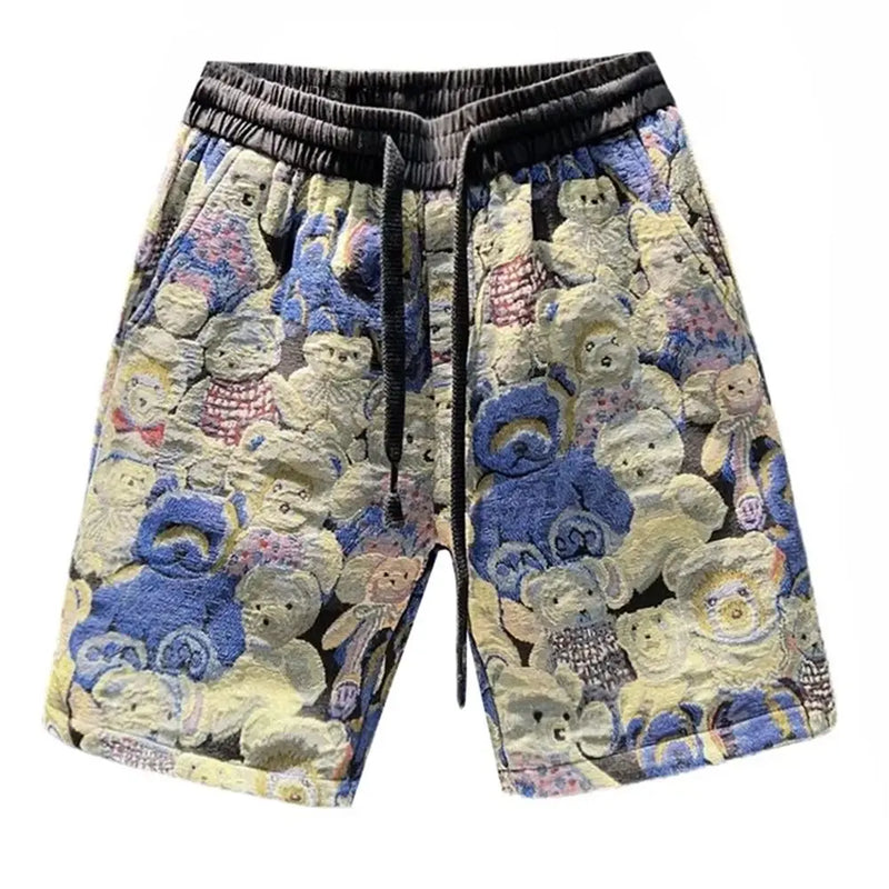 mens clothing casual shorts 2024 new fashion trend y2k bear embroidered shorts elegant high quality loose sports pants for men relaxed fit shorts