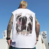 Glitchcore Melting smiley – Summer Anime Astronaut Graphic Print Sleeveless Tee Shirts F