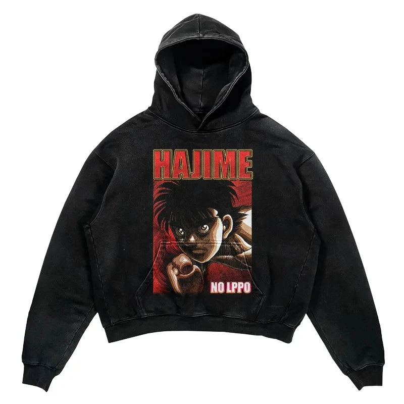 Tideshec 2024 Men Hoodie Retro Japanese Anime Graphic Hoodies Hip Hop