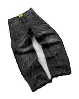 new hot selling ripped raw edge embroidered denim trousers retro harajuku baggy jeans y2k men women hip hop punk casual pants unique jeans style 834