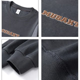Men Handsome Splice Embroidery Fashion Loose Casual Pullover Sweatshir