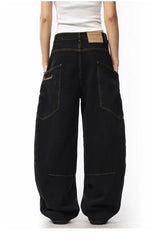 men women streetwear fashion vintage loose casual wide leg denim cargo baggy jeans pants cityboy harem trousers unique cargo style 1403