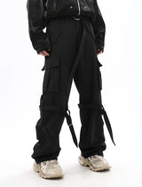 fashion cargo pants adjustable belts waist with side pockets joggers streetwear pant unisex casual loose straight baggy trousers unique joggers style 371