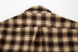 Side Split Irregualr Hem Color Match Plaid Long leeve Shirts Men's Autumn Pockets Streetwear Oversized Checkered Top Tees