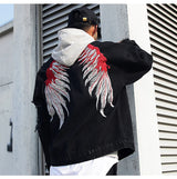 back wing embroidery denim jacket coat mens fashion hip hop harajuku jean coats outerwear casual streetwear jeans baggy jacke - variant style 822fe1 for streetwear fashion