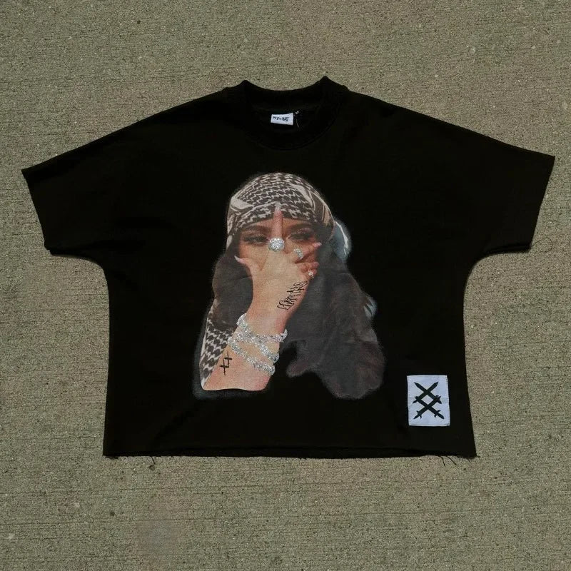 Sadcore Aesthetic print tee – European And American New High Street Fashion Brand Short Sl