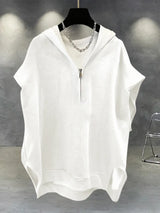 Glitchcore Barcode glitch – Summer Zipper Hooded Sleeveless T Shirt Mens Korean Fashion