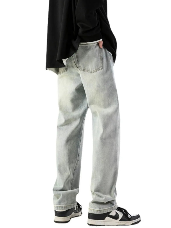 fashion loose streetwear denim basic pants unisex casual zipper jean pant hip hop trousers joggers men straight jeans traf homme streetwear sweatpants