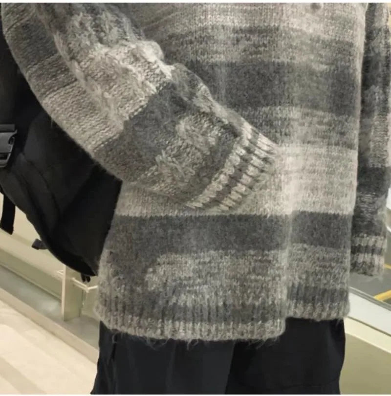 bold graphic pullover, layered streetwear look, soft knit pullover with flame design, y2k fashion statement
