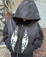 American High Street Fashion Brand Harajuku Hip Hop Zipper Hoodie Men