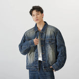 streetwear jacket featuring 2024 spring autumn new oversized armor padded jean coat for men turtle shell ripped denim jacket for men super size clothes design – premium quality jacket for men