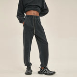 high street dark distressed vintage baggy joggers pants ins versatile drawstring sports pants men washing wax dyeing sweatpants relaxed fit joggers