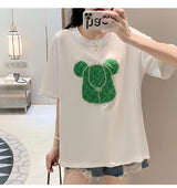 Gothic Aesthetic print tee – New Luxury Sweet Girl Giraffe Diamonds Crystals T Shirts Kor