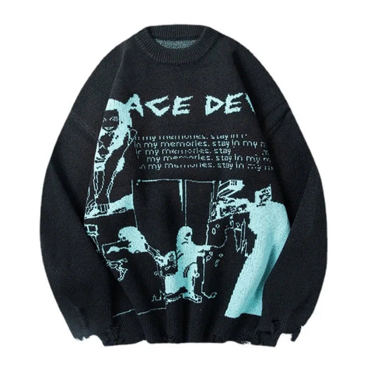 fashion harajuku knitted loose sweater mens hip hop ripped bottom pullovers streetwear unisex casual sweaters jumpers knitwear - soft fleece-lined outerwear, graphic printed hoodie for men and women, gothic aesthetic hoodie for winter