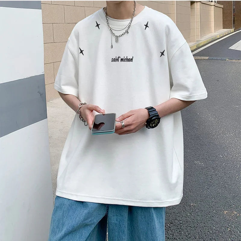 Y2K Graphic Tee – Newest Saint T Shirts Letter Pattern Tops Tee Men Woman Spri – Urban Streetwear for Men & Women