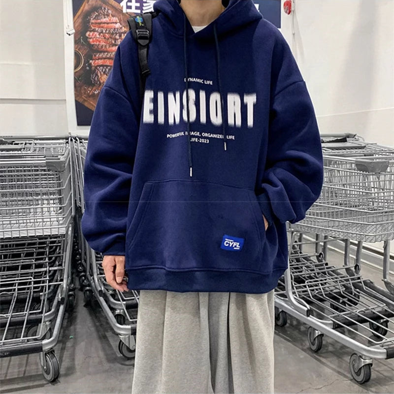 Spring Retro Letter Printed Hoodies Hombre 2024 New Personality Loose