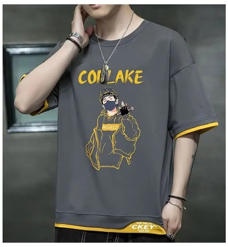 Glitchcore Chrome logo – Hot Summer Mens T Shirt Korean Version Of Harajuku High Stre