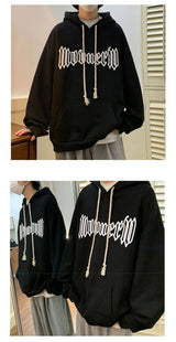 Autumn Vintage Gothic Letter Foam Printed Hooded Sweatshirts Hombre