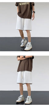 korean sports shorts men new summer hot style loose casual waffle five point pants teenagers solid color versatile niche pants unique shorts style 2135