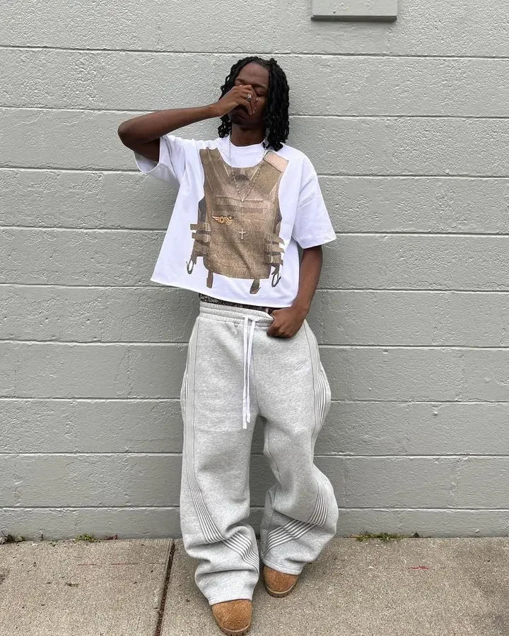 streetwear sweatpants y2k pants mens womens hip hop striped letters embroidery retro cotton baggy hosen joggers cargo pants unique joggers style 534