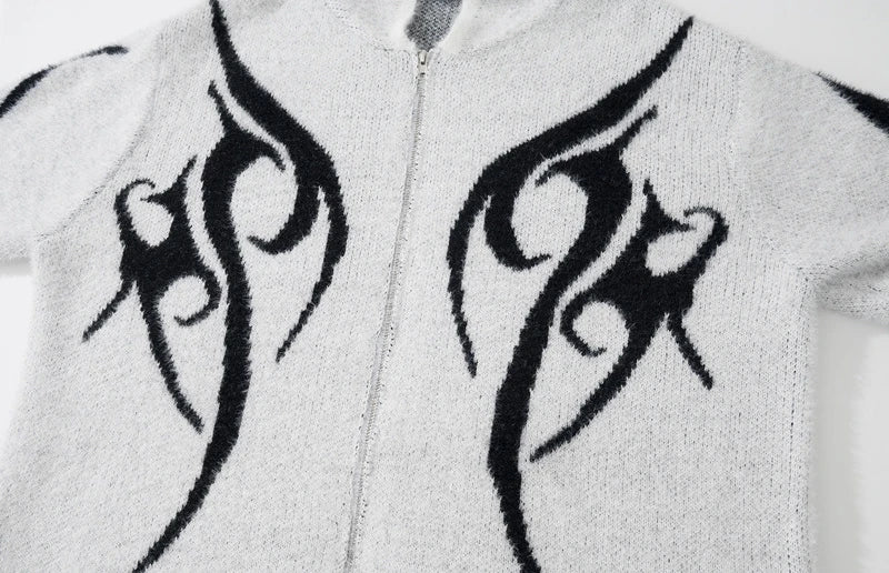 hip hop knitted pullover, bold design pullover, cozy fashion fit, stylish street outfit, modern aesthetic appeal