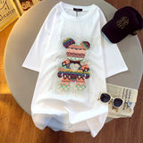 Vaporwave Streetwear – Chic Diamonds Bear Embroidery Cute T Shirts 5Xl Oversized Lo – Modern Streetwear for Everyone
