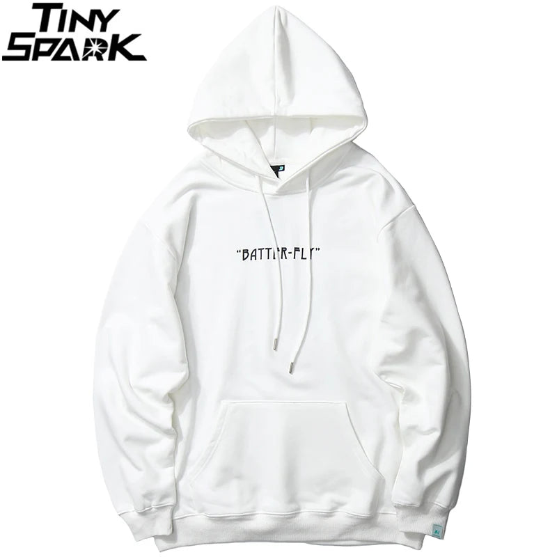 2023 Men Hip Hop Sweatshirt Hoodie Color Butterfly Streetwear Harajuku Pullover Hoodie Cotton Fleece Winter Autumn Black Hoodie