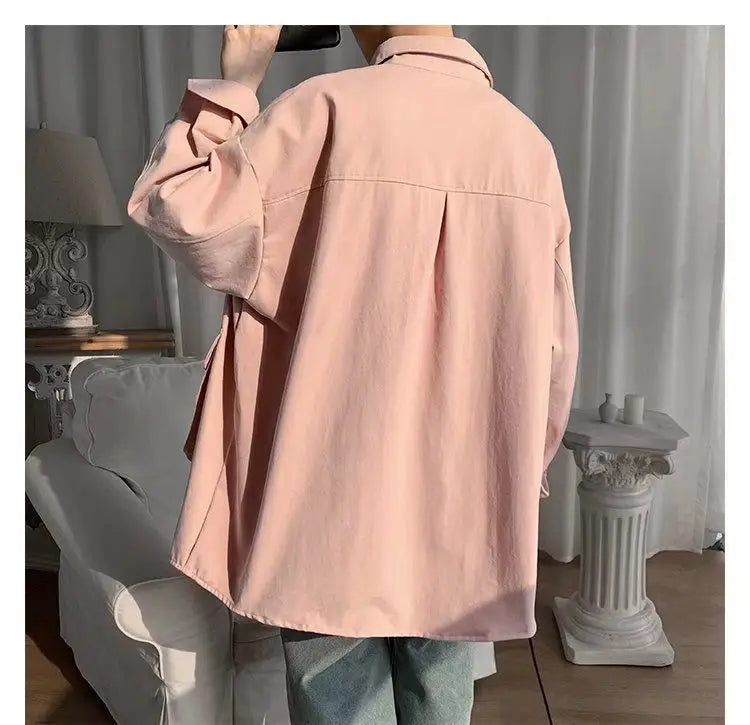 Original shirt men long-sleeved Korean style trendy loose handsome work shirt ins trendy brand spring