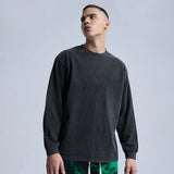 Gothic Oversized Tee – Rainbowtouches Washed Long Sleeve T Shirts Vintage Pattern L – Edgy Streetwear for All Genders