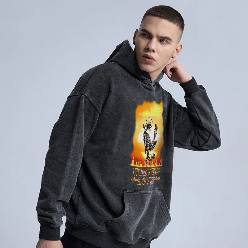 glitchcore melting smiley featuring rainbowtouches washed hoodies men fashion high street skulls graphic vintage hip hop mens hoodie street unisex superior quality