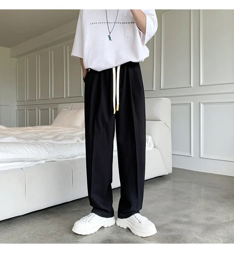 2023 summer new fashion straight trousers mens casual pants thin section wide leg pants boutique clothing simple style unique default style 3722