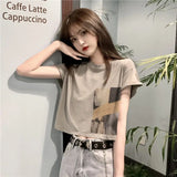 Skatercore Vintage print – New Summer New Pure Cotton Discreet Navel Baring Short Sleev