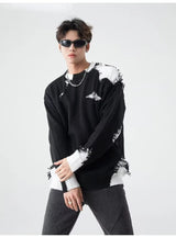 grunge fire sweater, streetwear drip, cozy knitwear for men, oversized grunge aesthetic winter top