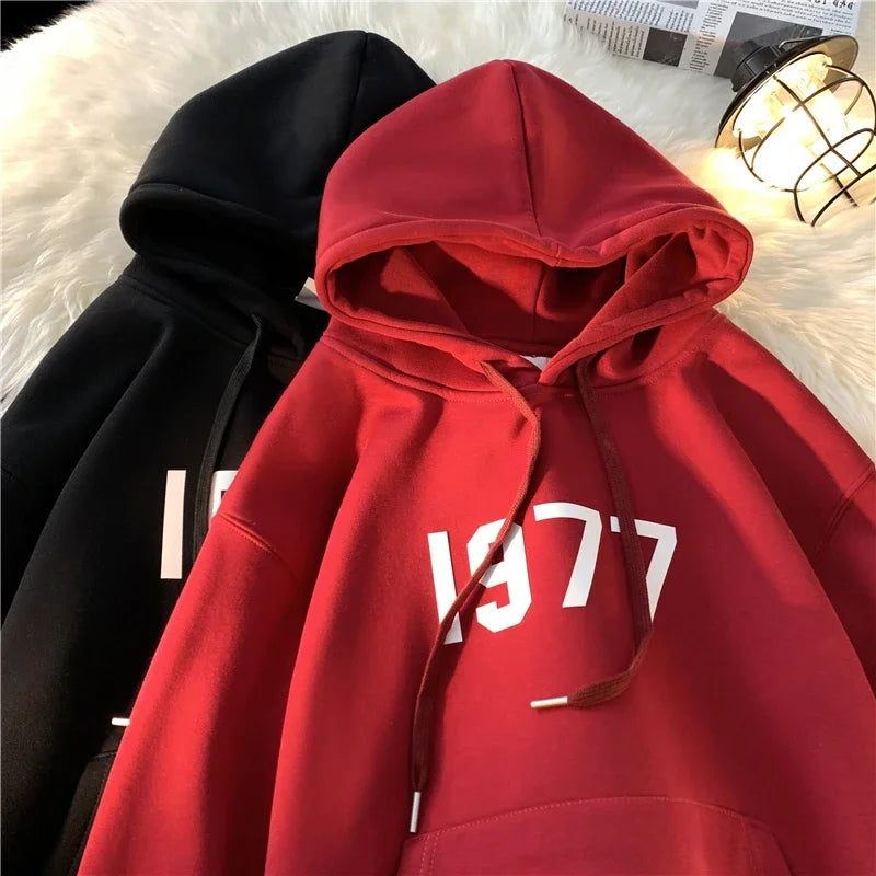 2024 New Men Hoodies Large Size Casual Male Clothing 1977 Print Fashio
