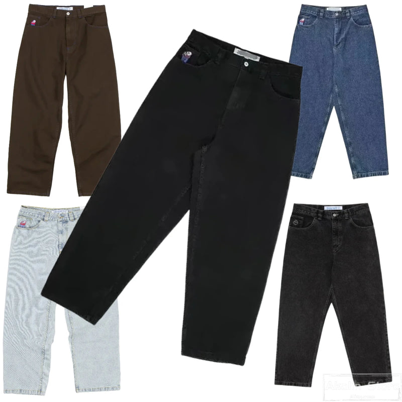 y2k gothic polar big boy baggy jeans cartoon embroidery streetwear mens womens fashion denim pants hot sell wide leg trouser unique jeans style 4854