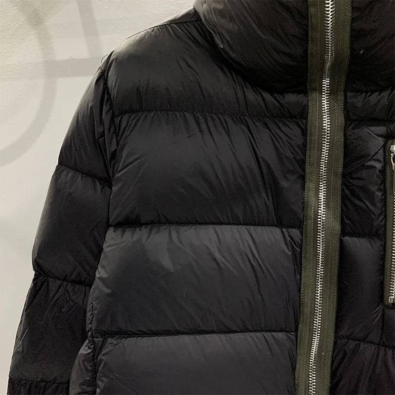 Winter Men's Down Jacket Coat Dark Style Shark Head Masked Zipper Goose Down Warm Regular Down Jacket Coat For Men And Women