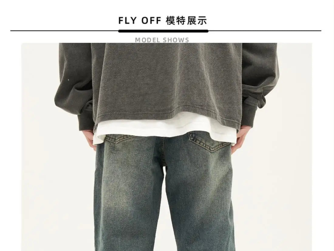 american high street trendy men and women trendy personalized straight tube washed jeans couple loose retro casual pants y2k unique jeans style 23