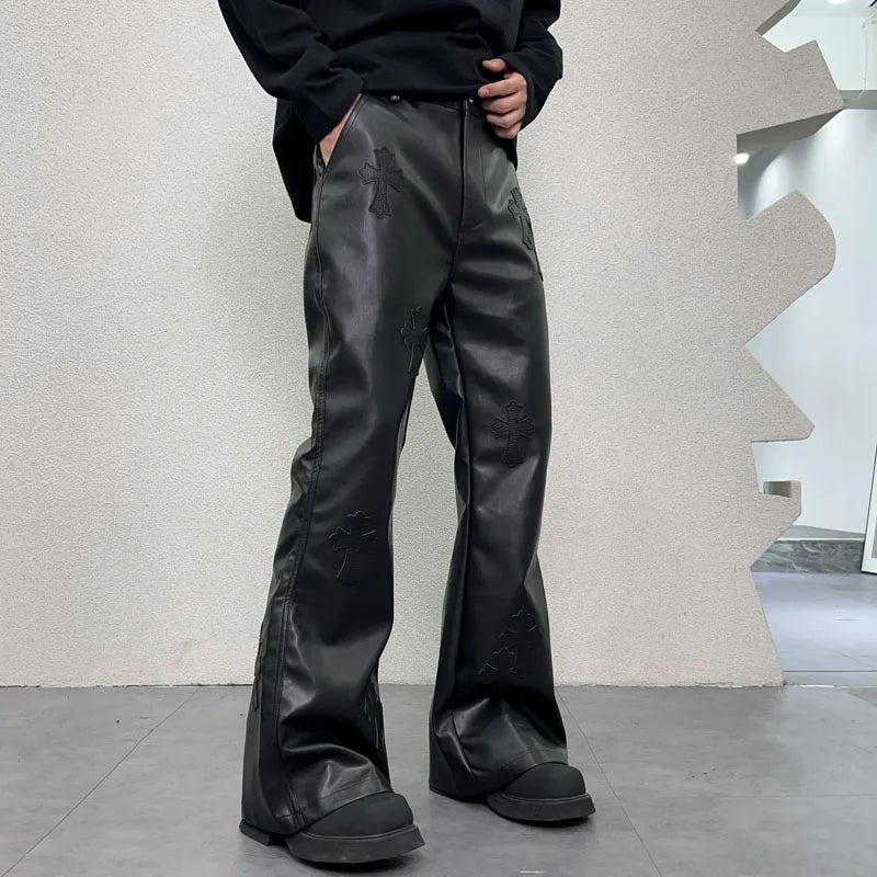 pu leather pants men streetwear fashion hip hop punk gothic vibe casual faux leather pant man boyfriend motorcycle trousers urban fashion pants