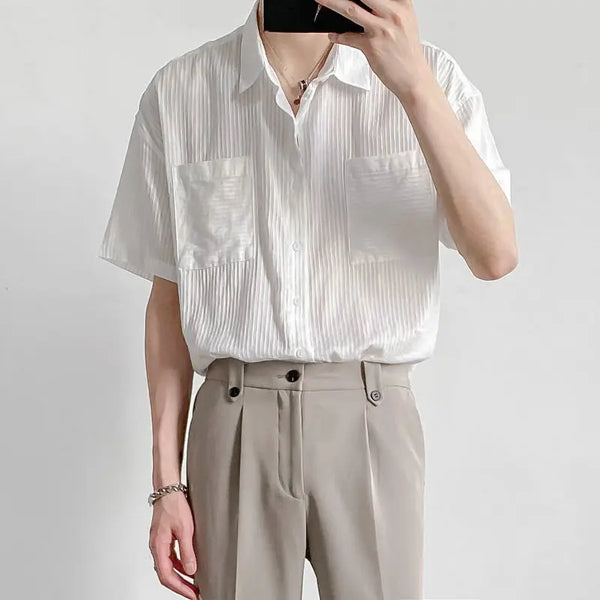 2023 Summer New Fashion Simple Style Loose Short-sleeved Fashion Shirts Men Tops Trendy All-match Short-sleeved BoutiqueClothing