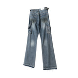 men blue ripped baggy jeans dirty printed distressed loose denim pants male luxury designer fashion jeans trousers unique jeans style 1363