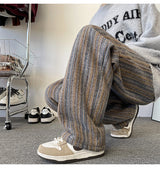 high quality stripe plaid mens trousers baggy straight fashion classic padded autumn winter casual pants male plus size m 8xl unique default style 1165