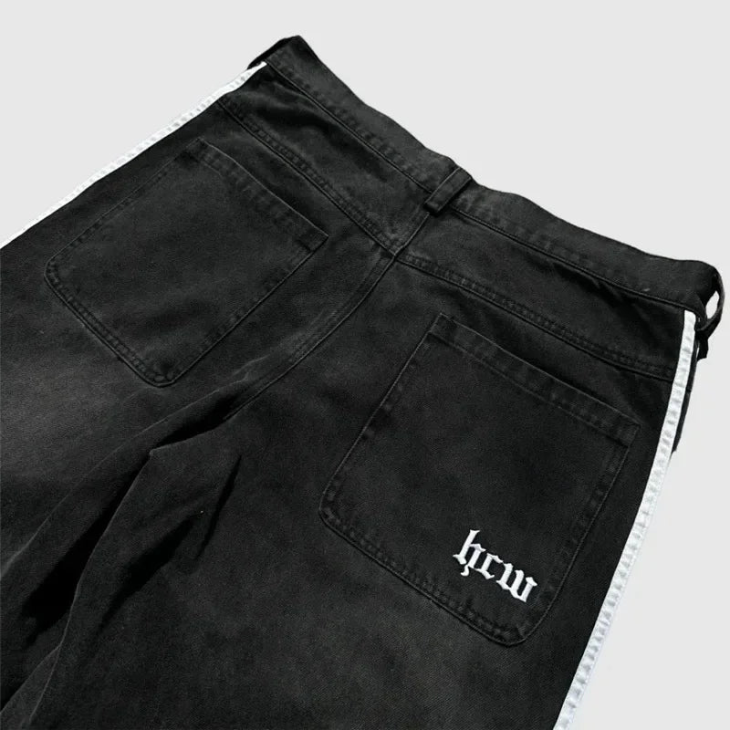 harajuku y2k baggy jeans high quality embroidered striped sweatpants men women hip hop streetwear casual wide leg denim pants unique joggers style 276