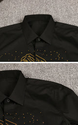 New 2021 luxury Men Classic Hot diamond Leopard Fashion Cotton Casual Shirts Shirt high quality Pocket Short sleeves S 2XL #A35