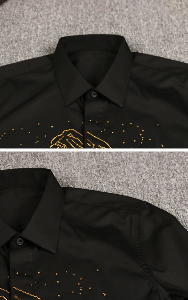 New 2021 luxury Men Classic Hot diamond Leopard Fashion Cotton Casual Shirts Shirt high quality Pocket Short sleeves S 2XL #A35