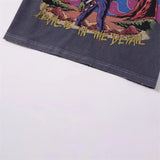 SSSAINT LOUIS Rock Alien Print Hip-Pop High-Street wear Vintage Retro Oversized Tops Tee
