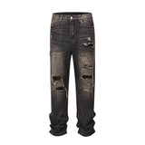 streetwear frayed hole distreesed ripped baggy jeans for men and women pantalones hombre y2k casual denim trousers oversized unique jeans style 5915