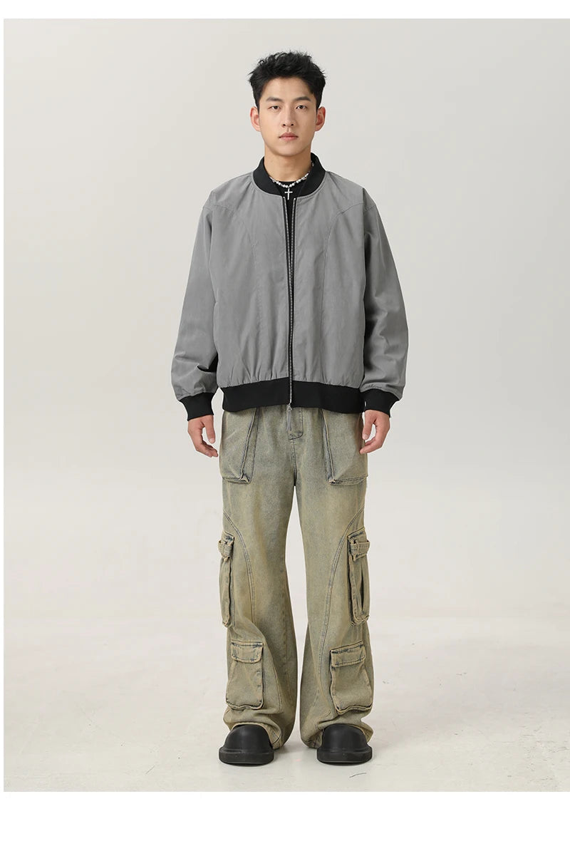 zip-up minimalist jacket, cold-season outfit - trendy urban streetwear fashion for men and women