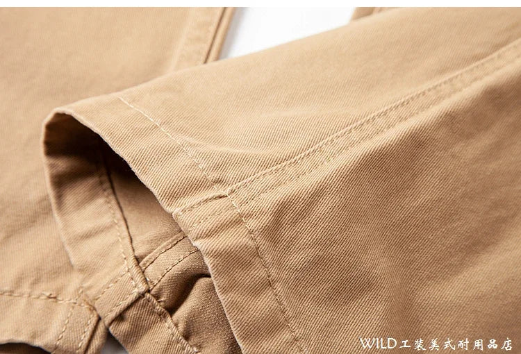 autumn winter heavyweight pure cotton thick american retro workwear khaki pants business casual mens basic solid color pants unique default style 1063