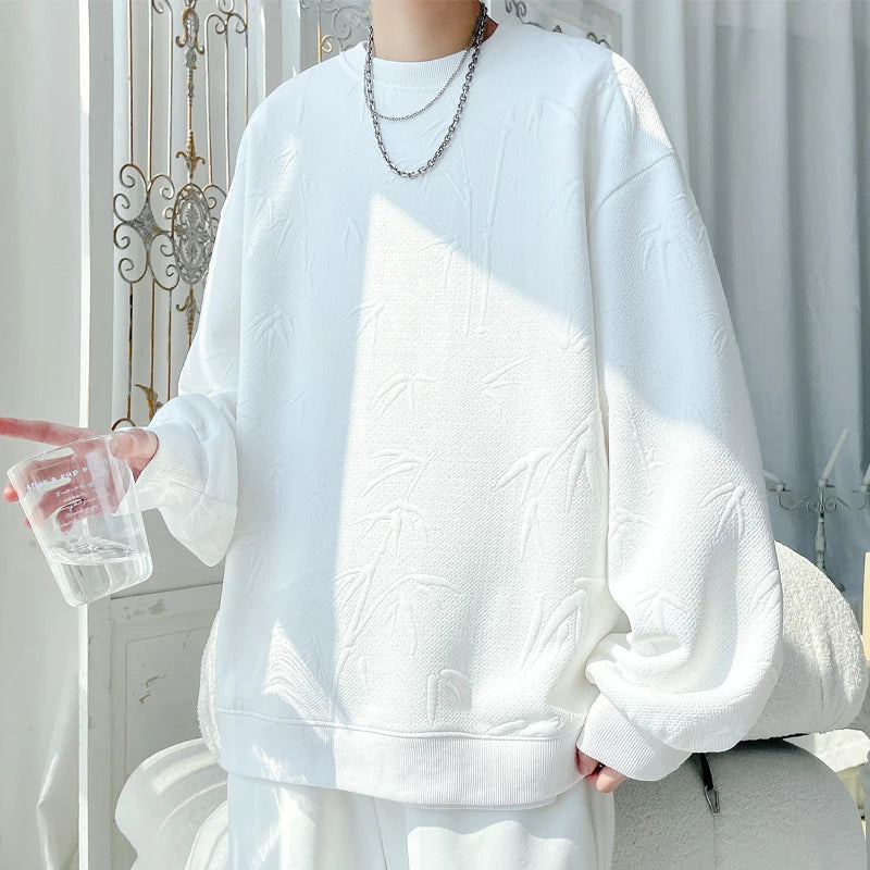 Autumn Hoodie Men Oversized Fashion White Round Neck Sweatshirt Men St